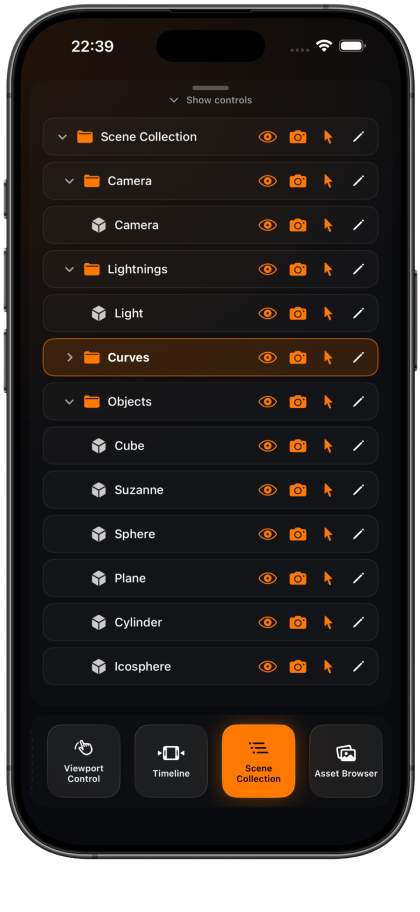 GCDeck Scene Collection showing Blender collections and objects